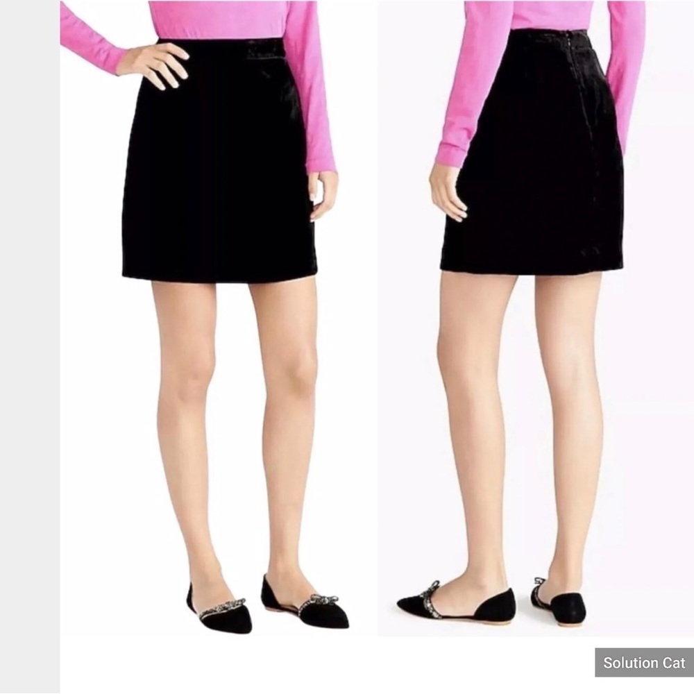 New J.Crew Black Velvet Velour Mini Skirt Size 00 never worn before